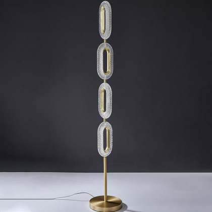 HMR - Ovated Modern Floor Lamp LED Light 4-Light Plug-in Brass Standing Lamp in Gold