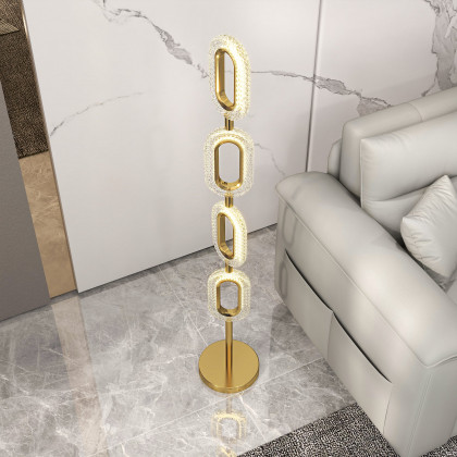 HMR - Ovated Modern Floor Lamp LED Light 4-Light Plug-in Brass Standing Lamp in Gold