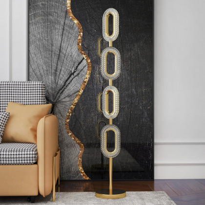 HMR - Ovated Modern Floor Lamp LED Light 4-Light Plug-in Brass Standing Lamp in Gold