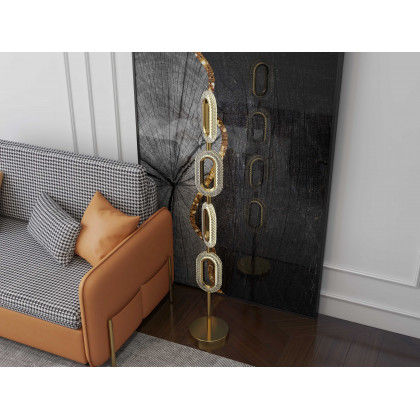 HMR - Ovated Modern Floor Lamp LED Light 4-Light Plug-in Brass Standing Lamp in Gold