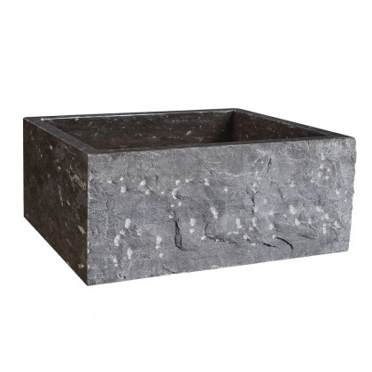 HMR - 33" Farmhouse Black Kitchen Sink Natural Stone Single Large Sink with Drain