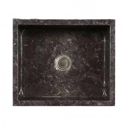 HMR - 33" Farmhouse Black Kitchen Sink Natural Stone Single Large Sink with Drain