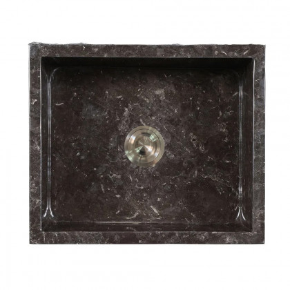 HMR - 33" Farmhouse Black Kitchen Sink Natural Stone Single Large Sink with Drain