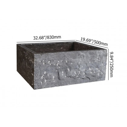 HMR - 33" Farmhouse Black Kitchen Sink Natural Stone Single Large Sink with Drain