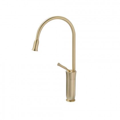 HMR - Tront Single Hole Bathroom Vessel Sink Faucet Solid Brass in Brushed Gold