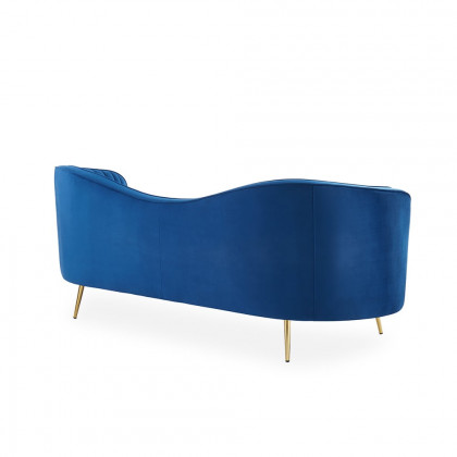 HMR - 72" Florie Luxury Vertical Channel Tufted Curved Performance Velvet Sofa in Blue