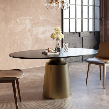 HMR - 63" Affordable Luxury Modern Oval Sintered Stone Dining Table Seats 4-6 People