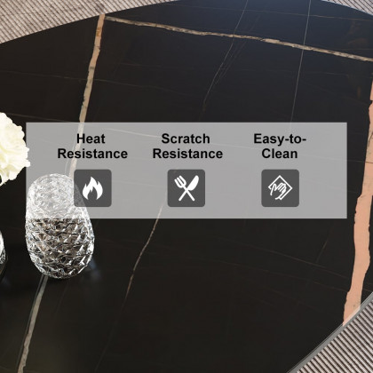 HMR - 63" Affordable Luxury Modern Oval Sintered Stone Dining Table Seats 4-6 People