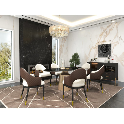 HMR - 63" Affordable Luxury Modern Oval Sintered Stone Dining Table Seats 4-6 People