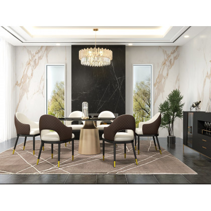 HMR - 63" Affordable Luxury Modern Oval Sintered Stone Dining Table Seats 4-6 People