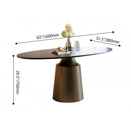 HMR - 63" Affordable Luxury Modern Oval Sintered Stone Dining Table Seats 4-6 People