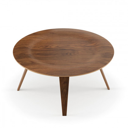 HMR - Mid-Century Modern Round Coffee Table with 4 Legs Walnut Small Accent Table