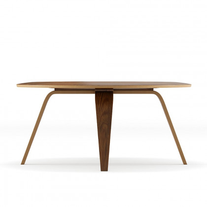 HMR - Mid-Century Modern Round Coffee Table with 4 Legs Walnut Small Accent Table