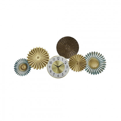 HMR - Modern Multi-Round Flowers Mute Wall Clock in Metal