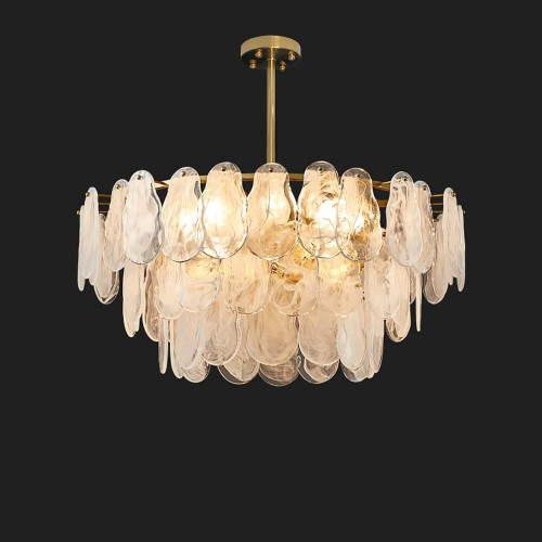 HMR Cloude Modern Tiered Cloud Glass Chandelier Adjustable Hanging Rod - 8-Light