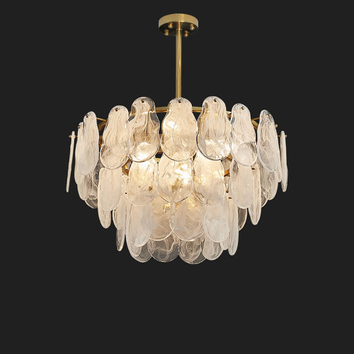 HMR Cloude Modern Tiered Cloud Glass Chandelier Adjustable Hanging Rod - 6-Light