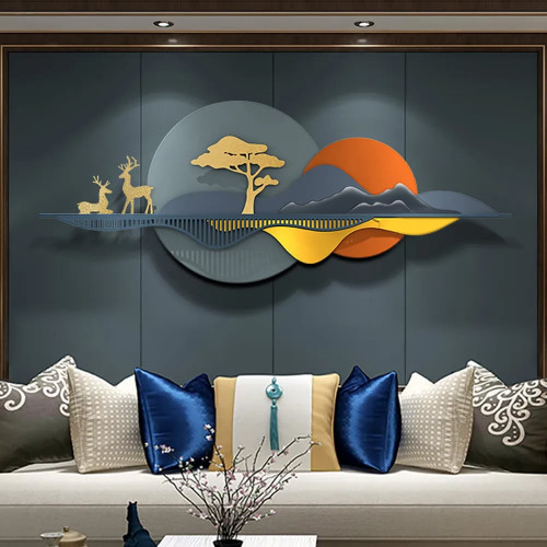 HMR - 59" Modern 3D Unique Metal Nature Landscape Wall Decor Art for Living Room Bedroom