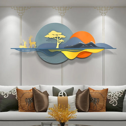 HMR - 59" Modern 3D Unique Metal Nature Landscape Wall Decor Art for Living Room Bedroom