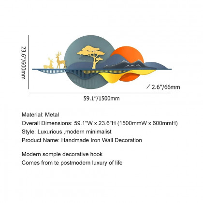 HMR - 59" Modern 3D Unique Metal Nature Landscape Wall Decor Art for Living Room Bedroom