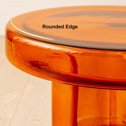HMR - Modern Glass Coffee Table Set 2-Piece Cloud-Shaped in Orange