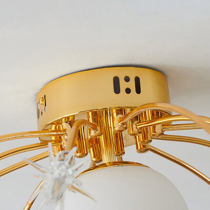 HMR - Modern Glass Globe 7-Light LED Flush Mount Light in Gold