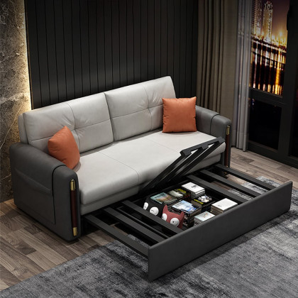 HMR - Convertible Sofa Bed with Storage in 81"W, Gray
