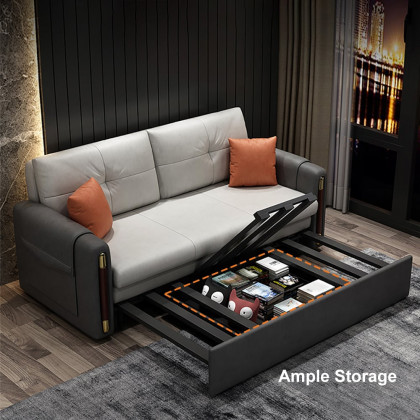 HMR - Convertible Sofa Bed with Storage in 81"W, Gray