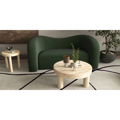 HMR Threeens 23.6" Round Pine Wood Coffee Table Center Table for Living Room - Natural