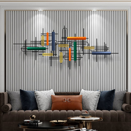 HMR - 59" Modern Large Metal Wall Decor Unique Home Hanging Wall Art Decor in Gold & Black