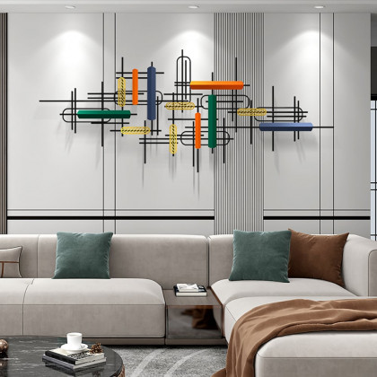 HMR - 59" Modern Large Metal Wall Decor Unique Home Hanging Wall Art Decor in Gold & Black