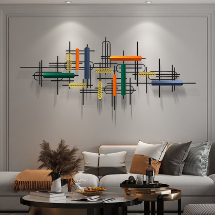 HMR - 59" Modern Large Metal Wall Decor Unique Home Hanging Wall Art Decor in Gold & Black