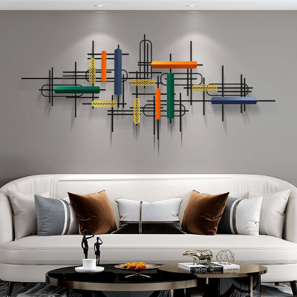 HMR - 59" Modern Large Metal Wall Decor Unique Home Hanging Wall Art Decor in Gold & Black