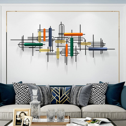 HMR - 59" Modern Large Metal Wall Decor Unique Home Hanging Wall Art Decor in Gold & Black