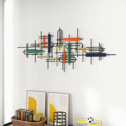 HMR - 59" Modern Large Metal Wall Decor Unique Home Hanging Wall Art Decor in Gold & Black