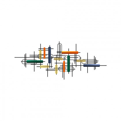 HMR - 59" Modern Large Metal Wall Decor Unique Home Hanging Wall Art Decor in Gold & Black