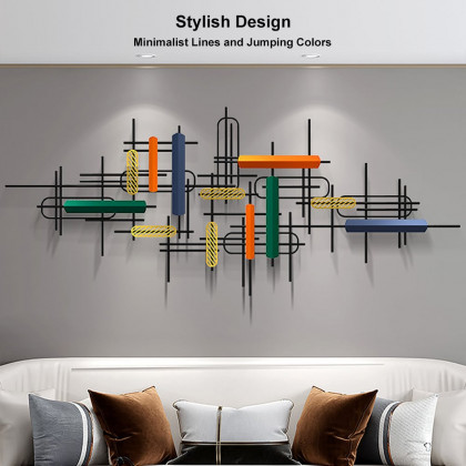 HMR - 59" Modern Large Metal Wall Decor Unique Home Hanging Wall Art Decor in Gold & Black