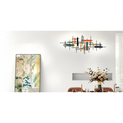 HMR - 59" Modern Large Metal Wall Decor Unique Home Hanging Wall Art Decor in Gold & Black