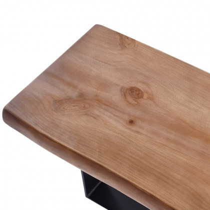 HMR - Rustic Natural Wood Bench Entryway Bench with Metal Legs