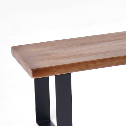 HMR - Rustic Natural Wood Bench Entryway Bench with Metal Legs