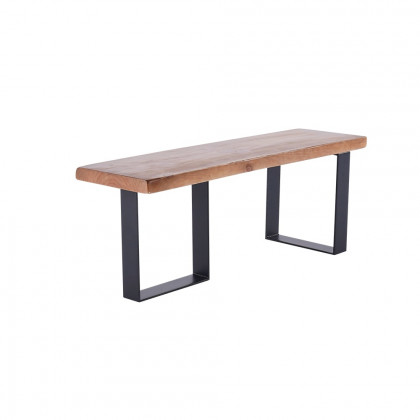 HMR - Rustic Natural Wood Bench Entryway Bench with Metal Legs