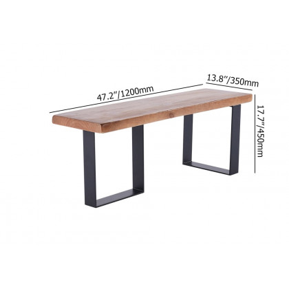 HMR - Rustic Natural Wood Bench Entryway Bench with Metal Legs
