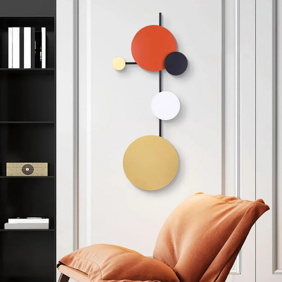 HMR - Geometric Round Wall Hanging Metal Art in Multicolor