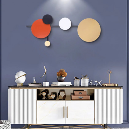 HMR - Geometric Round Wall Hanging Metal Art in Multicolor