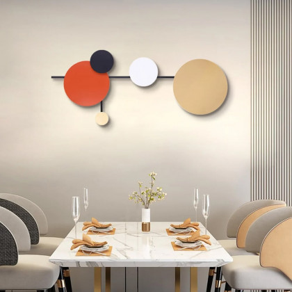 HMR - Geometric Round Wall Hanging Metal Art in Multicolor