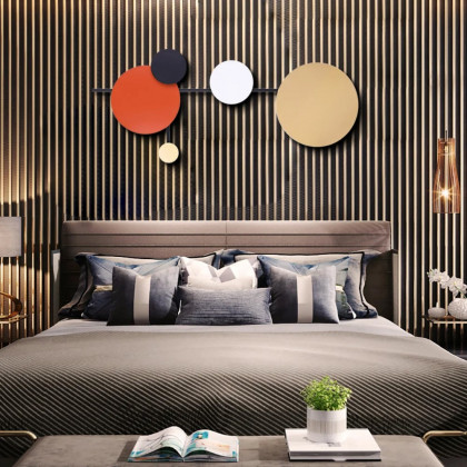HMR - Geometric Round Wall Hanging Metal Art in Multicolor