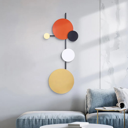 HMR - Geometric Round Wall Hanging Metal Art in Multicolor