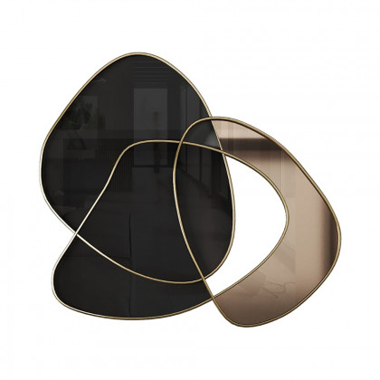 HMR - 31.5" Abstract 3D Metal Big Wall Decor Unique Modern Irregular Home Art in Black & Gold