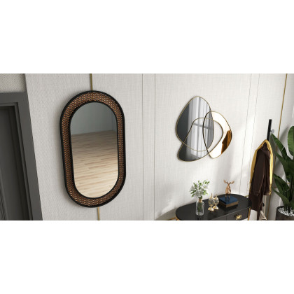 HMR - 31.5" Abstract 3D Metal Big Wall Decor Unique Modern Irregular Home Art in Black & Gold