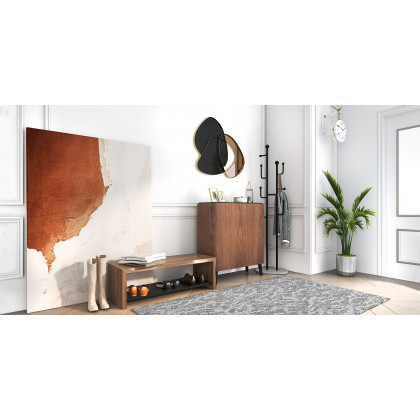 HMR - 31.5" Abstract 3D Metal Big Wall Decor Unique Modern Irregular Home Art in Black & Gold