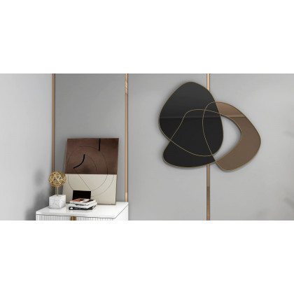 HMR - 31.5" Abstract 3D Metal Big Wall Decor Unique Modern Irregular Home Art in Black & Gold